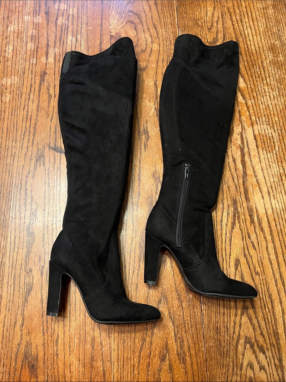 Unisa Black Over-the-Knee faux Suede Block Heel Boots